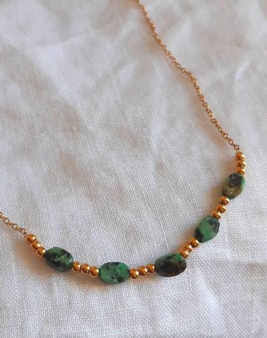 Collier en acier et Turquoise Africaine Nala