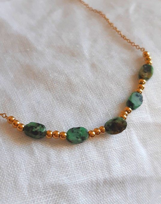 Collier en acier et Turquoise Africaine Nala