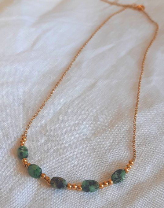 Collier en acier et Turquoise Africaine Nala