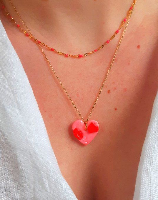 Collier en acier doré/rose Framboise