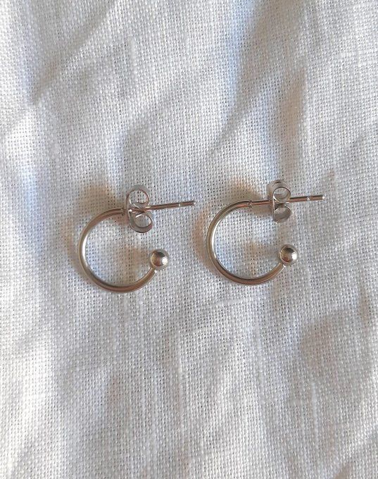 Mini créoles acier argenté 12mm (sans charms)