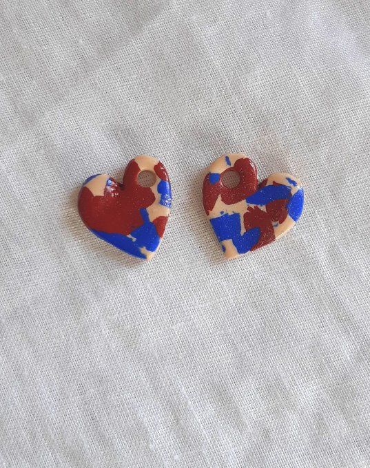 Coeurs léopard bleu en pâte fimo