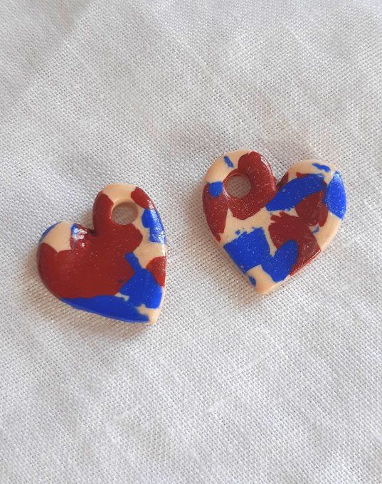Coeurs léopard bleu en pâte fimo