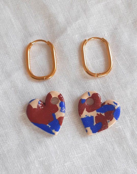Coeurs léopard bleu en pâte fimo