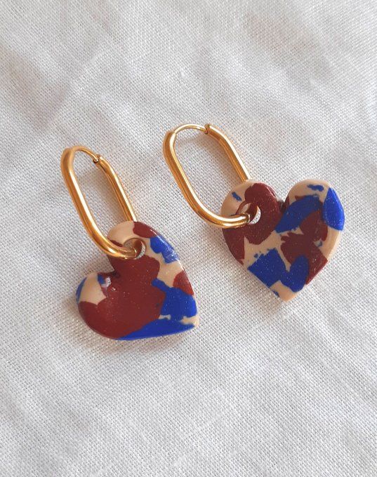 Coeurs léopard bleu en pâte fimo