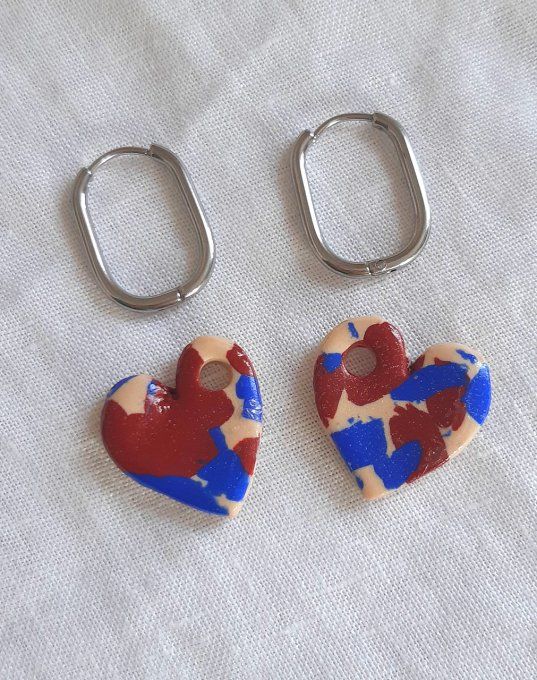 Coeurs léopard bleu en pâte fimo