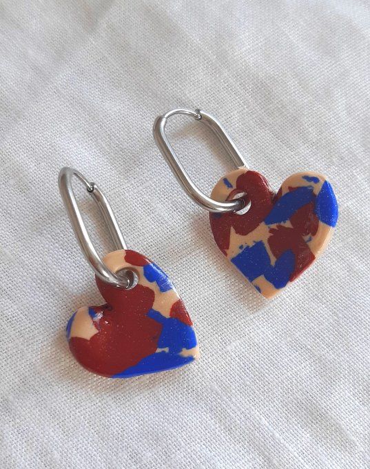 Coeurs léopard bleu en pâte fimo