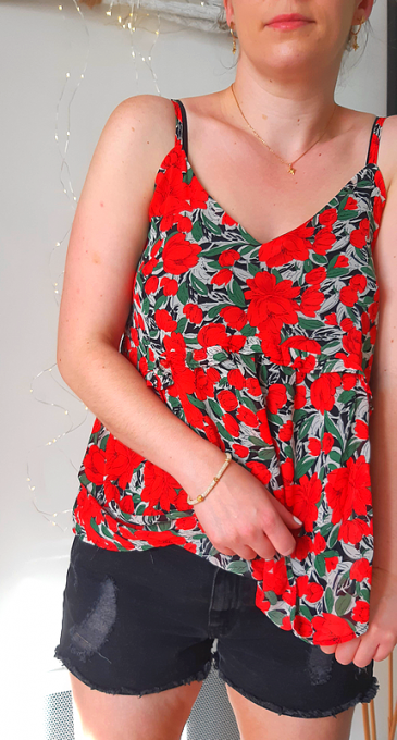 Top fleuri rouge Grenade