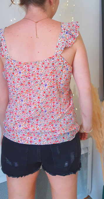 Top fleuri rose Valence